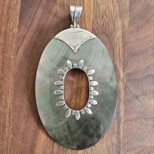 Handmade silver necklace pendant with shell